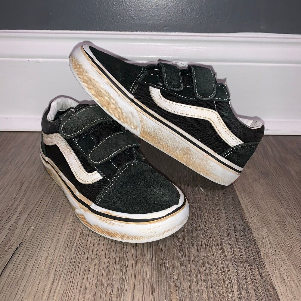 Kids Vans Old Skool V Shoes Sneakers Black White Suede size 1